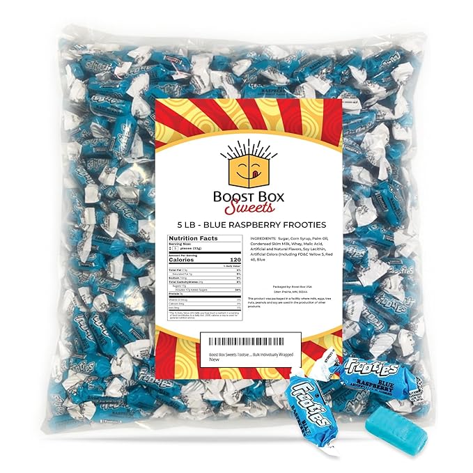 Blue Raspberry Frooties Individually Wrapped Bulk Chewy Tootsie Roll Candy (5 Pound)