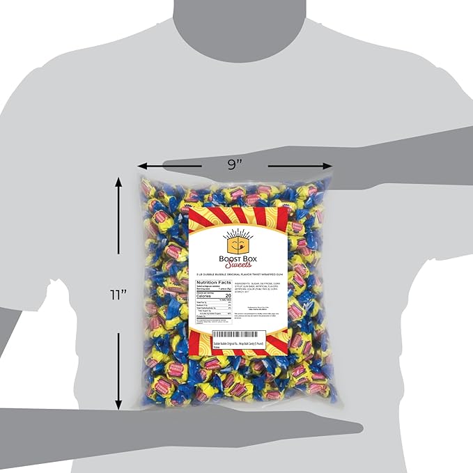 Dubble Bubble Original Flavor Bubblegum Individually Twist Wrap Bulk Candy (5 Pound)