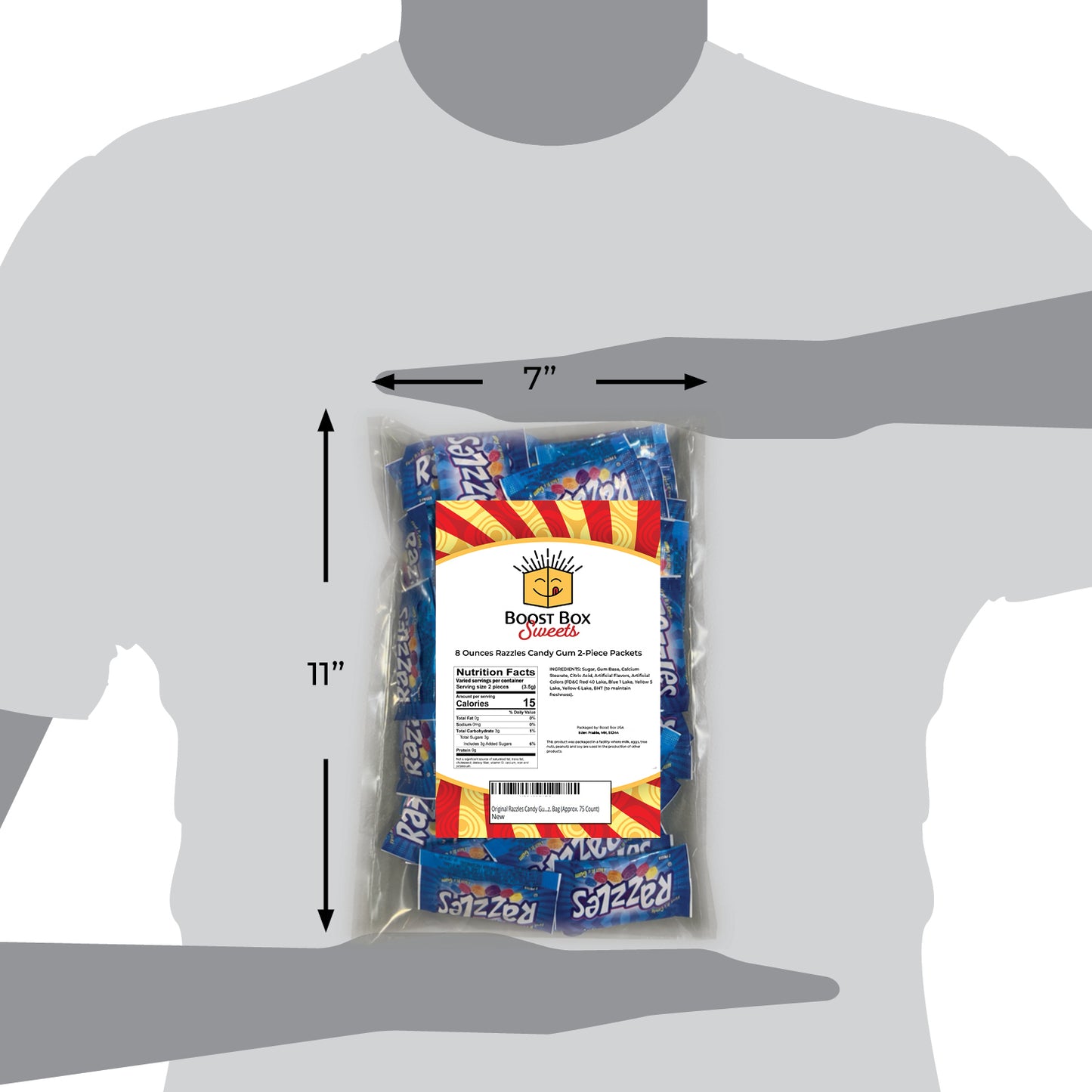 Original Razzles Candy Gum 2-Piece Packets Assorted Fruit Flavors 12 Oz. Bag (Approx. 100 Count)