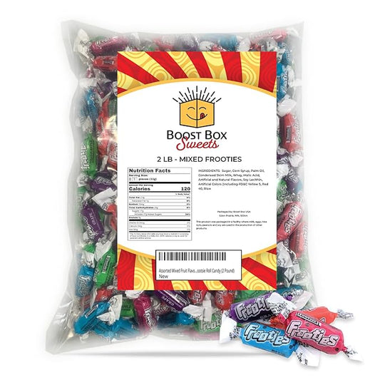 Assorted Mixed Fruit Flavored Frooties Individually Wrapped Bulk Chewy Tootsie Roll Candy (2 Pound)