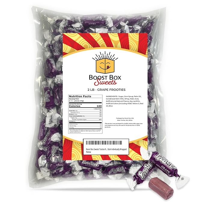 Grape Frooties Individually Wrapped Bulk Chewy Purple Tootsie Roll Candy (2 Pound)