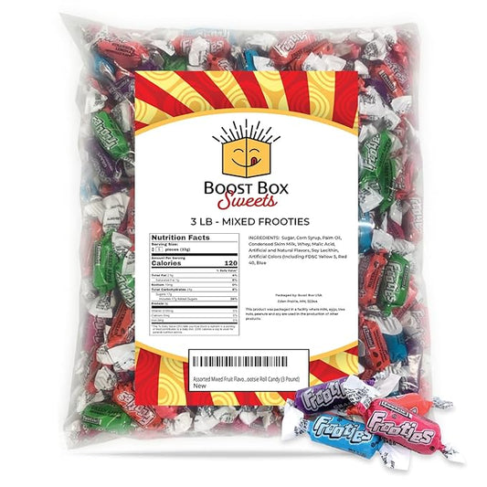 Assorted Mixed Fruit Flavored Frooties Individually Wrapped Bulk Chewy Tootsie Roll Candy (3 Pound)