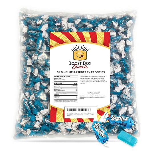 Blue Raspberry Frooties Individually Wrapped Bulk Chewy Tootsie Roll Candy (5 Pound)
