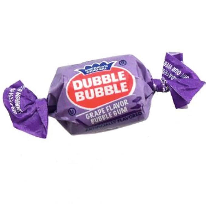 Dubble Bubble 3-Flavor Bubblegum Individually Twist Wrap Bulk Candy Grape Apple Watermelon (2 Pound)