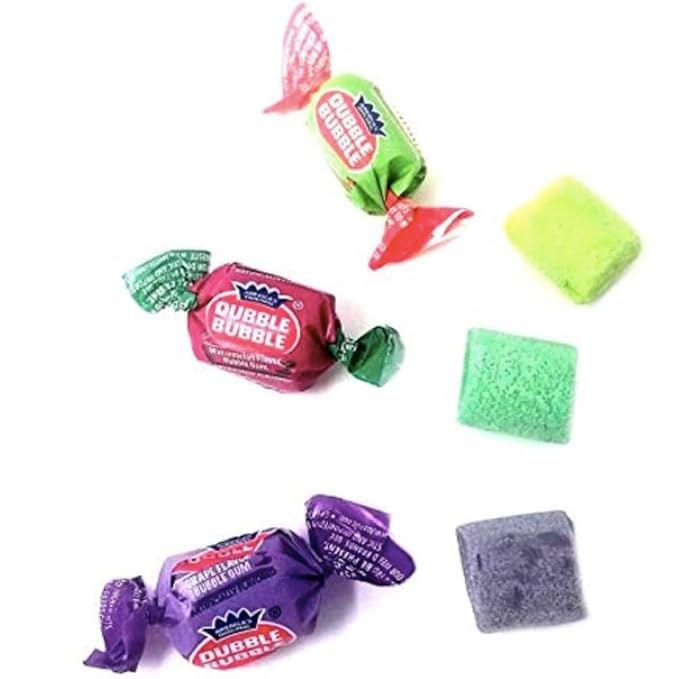 Dubble Bubble 3-Flavor Bubblegum Individually Twist Wrap Bulk Candy Grape Apple Watermelon (3 Pound)