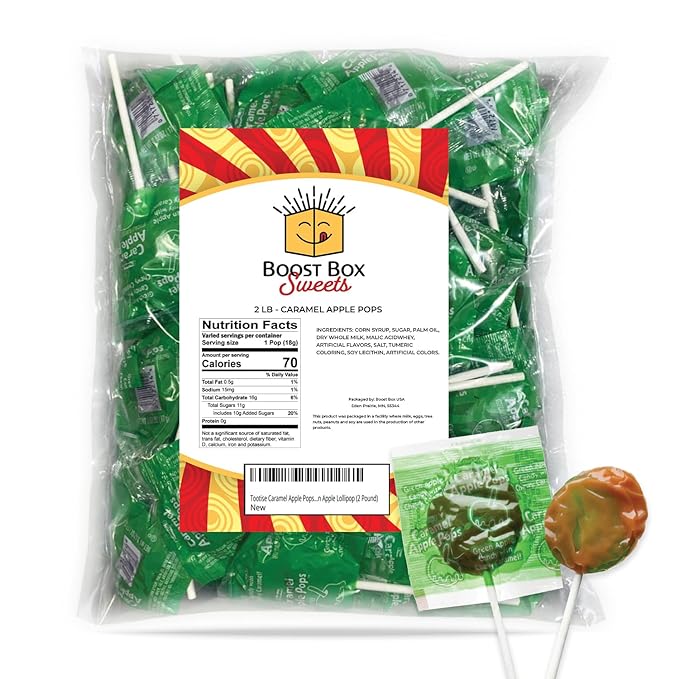 Tootsie Caramel Apple Pops Individually Wrapped Caramel Covered Green Apple Lollipop (2 Pound)
