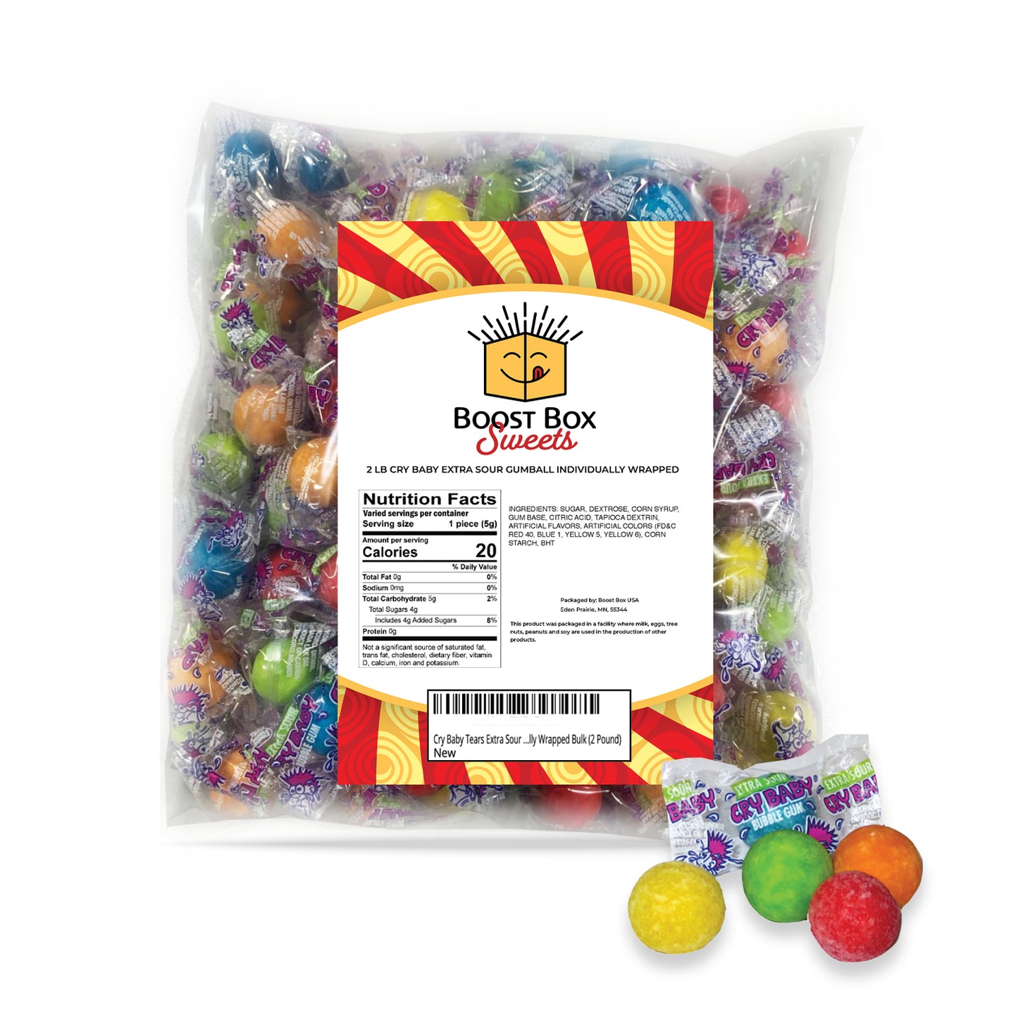 Cry Baby Candy Candy Sour Bubble Gum Balls Gum Pack Crybaby Gum Gumballs Bulk Sour Candies (2 Pound)