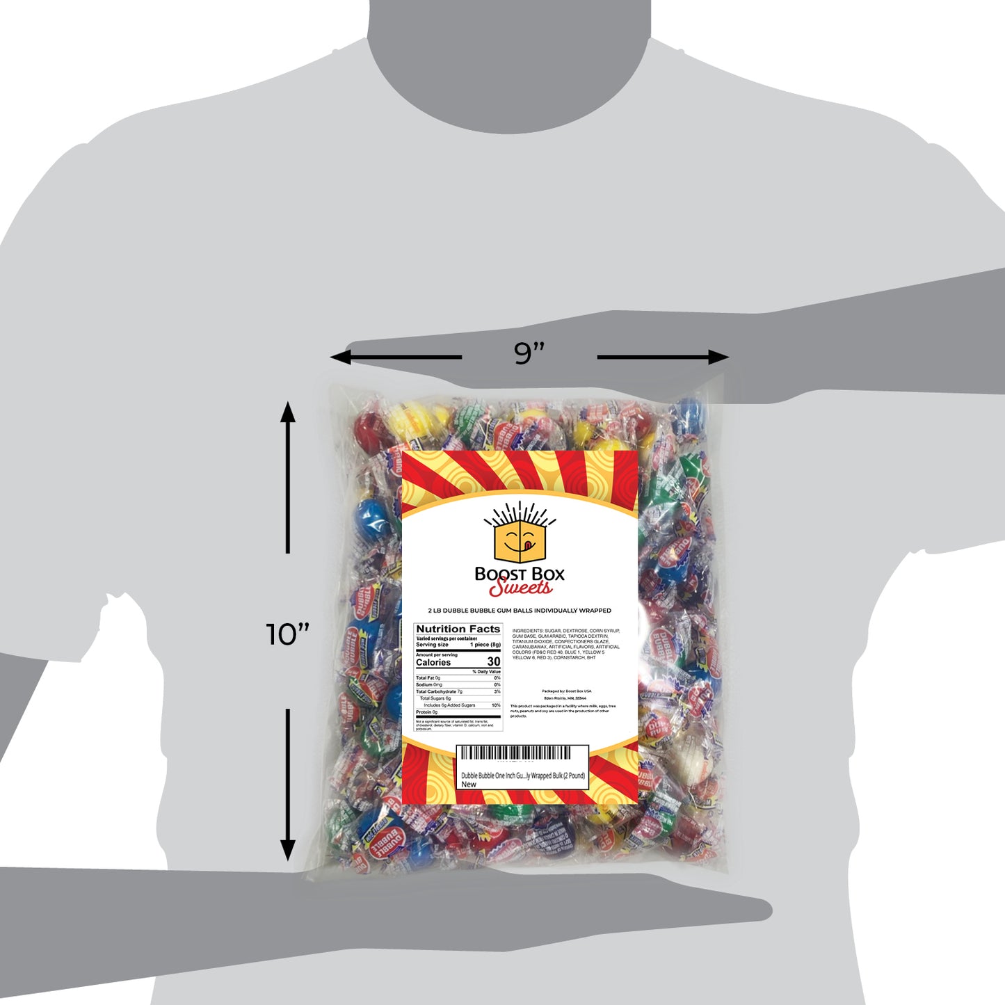 Dubble Bubble One Inch Gumballs Candy Coated Gum Individually Wrapped Bulk (2 Pound)