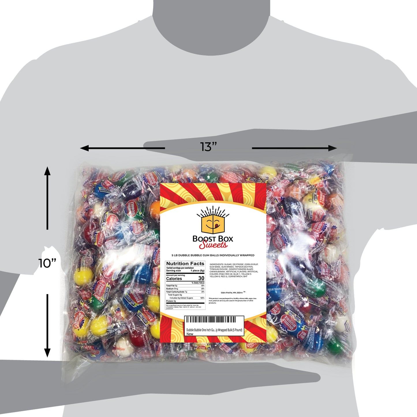 Dubble Bubble One Inch Gumballs Candy Coated Gum Individually Wrapped Bulk (5 Pound)