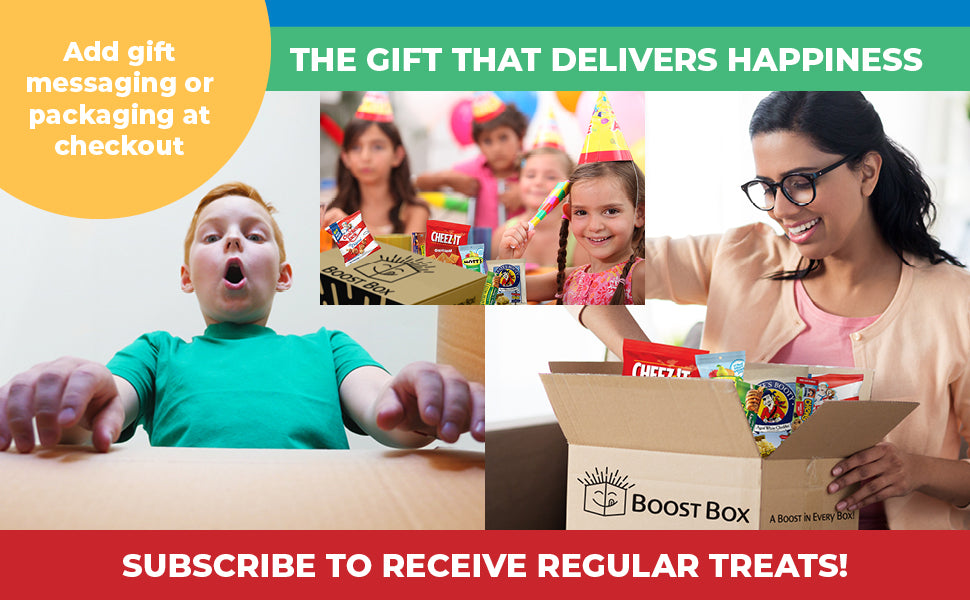 BOOST BOX (60) – Premium Snack Boxes, Care Packages & Gifts Baskets for Kids, College Students, Girls & Boys – Candy Food Bundle Packs for Birthdays, Final Exam, Halloween, Valentines, Christmas